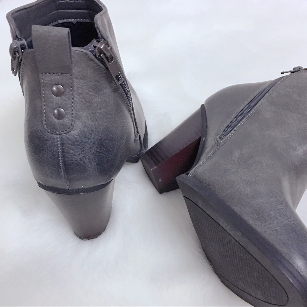 Distressed Gray Double Zipper Ankle Booties - Picture 2 of 7
